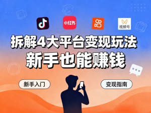 拆解4大平台变现玩法，新手也能赚钱